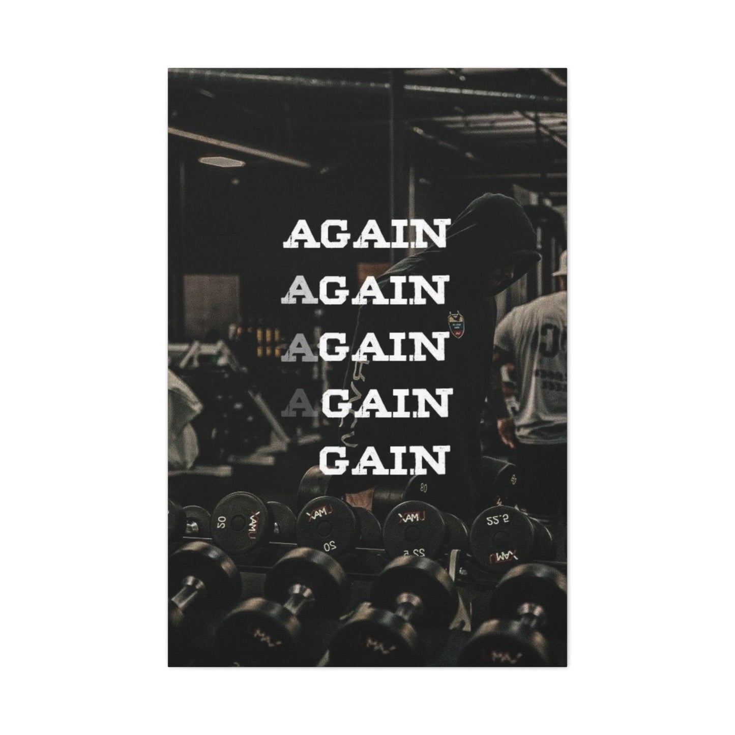 Again Gain - Gym Wall Art Canvas - Canvas | Gospel Merch - 32″ x 48″ (Vertical) 1.25"