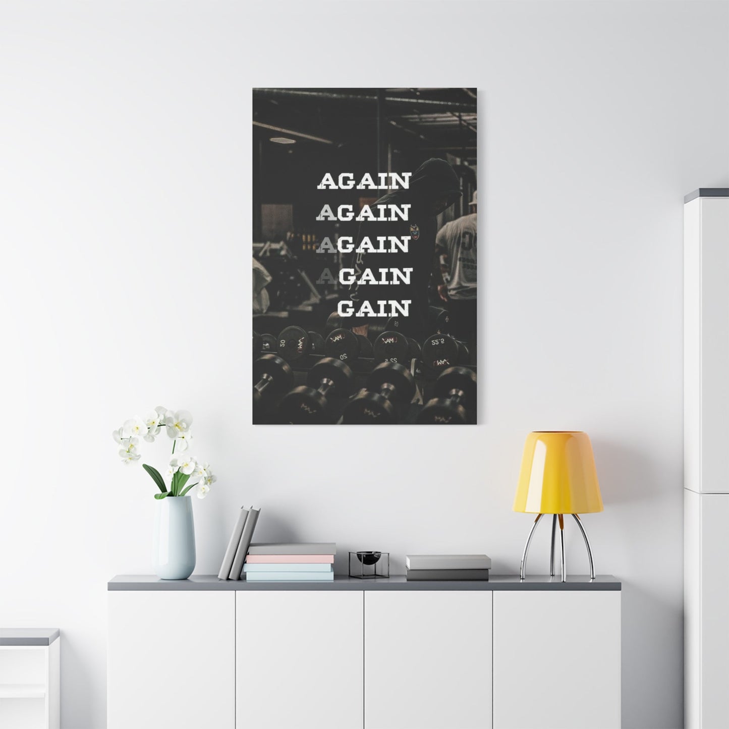 Again Gain - Gym Wall Art Canvas - Canvas | Gospel Merch - 32″ x 48″ (Vertical) 1.25"