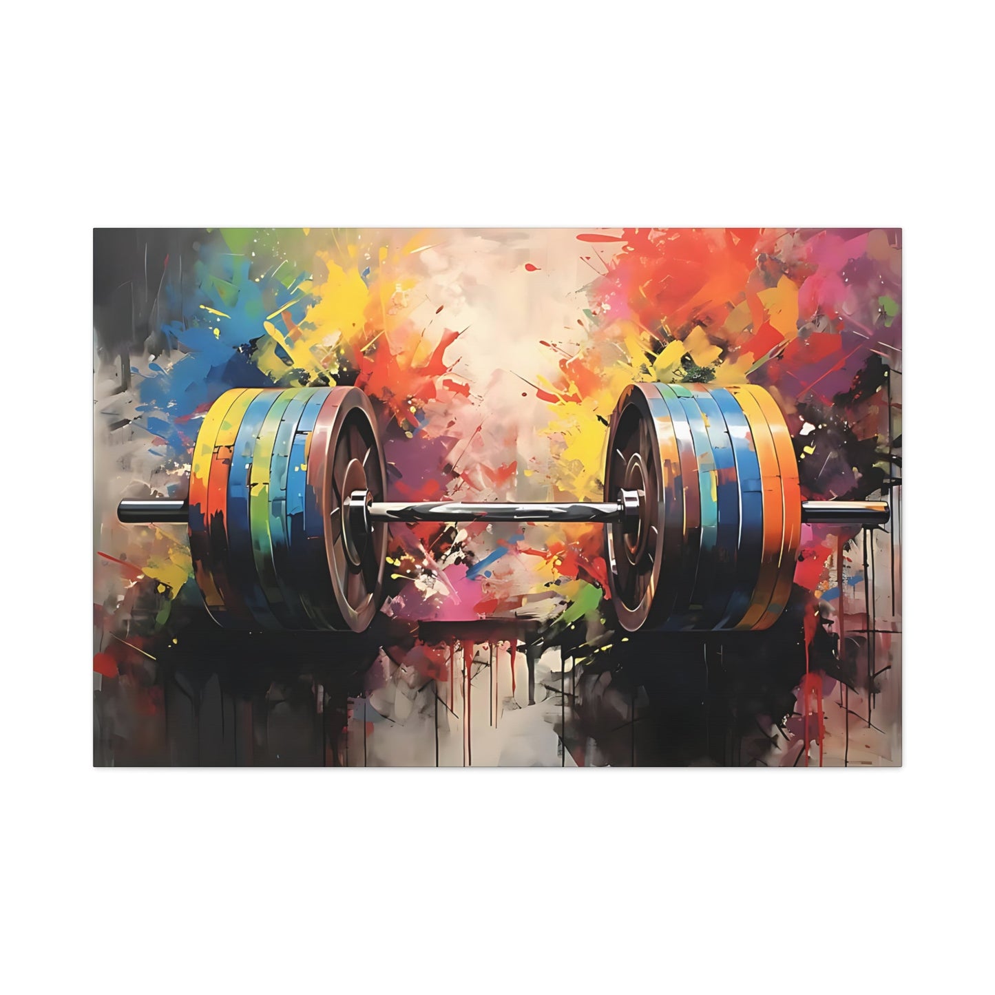 Barbell Painting Art - Gym Wall Art Canvas - Canvas | Gospel Merch - 48″ x 32″ (Horizontal) 1.25"