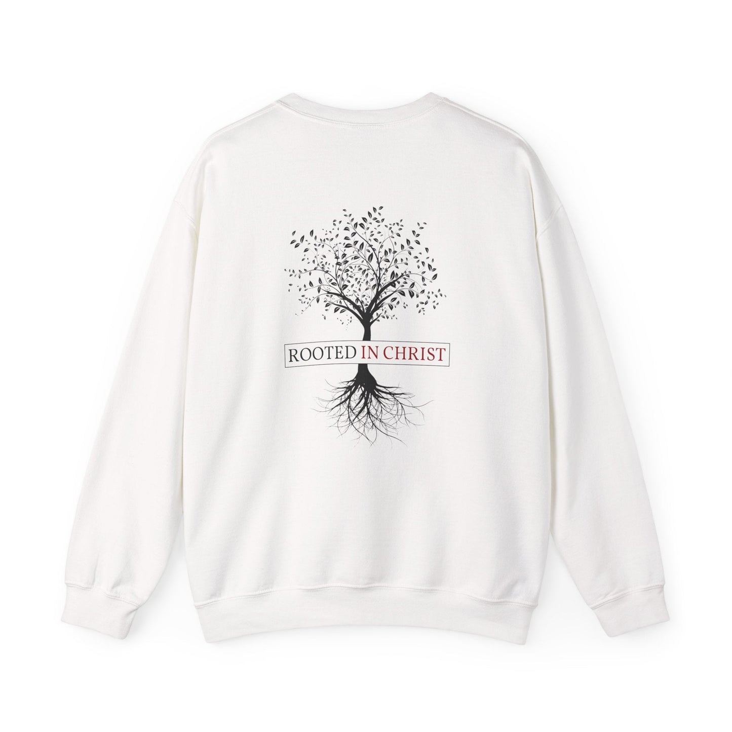 Crewneck - Rooted in Christ - Sweatshirt | Gospel Merch - Red S
