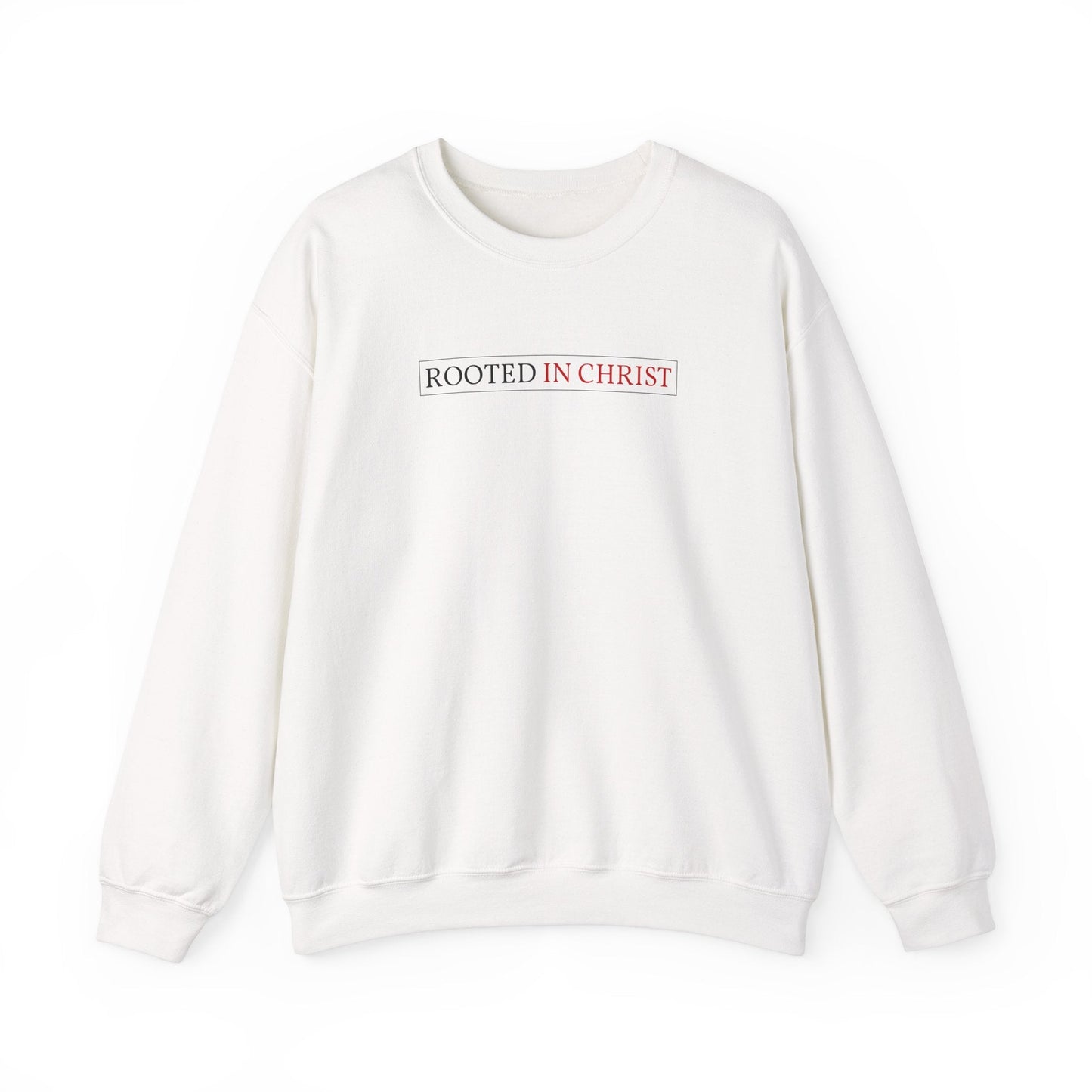 Crewneck - Rooted in Christ - Sweatshirt | Gospel Merch - White S