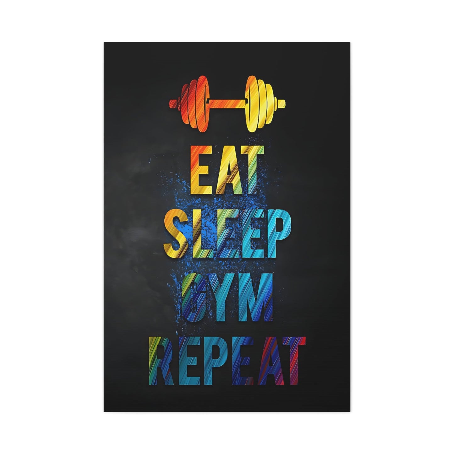 Eat Sleep Gym Repeat - Gym Wall Art Canvas - Canvas | Gospel Merch - 32″ x 48″ (Vertical) 1.25"