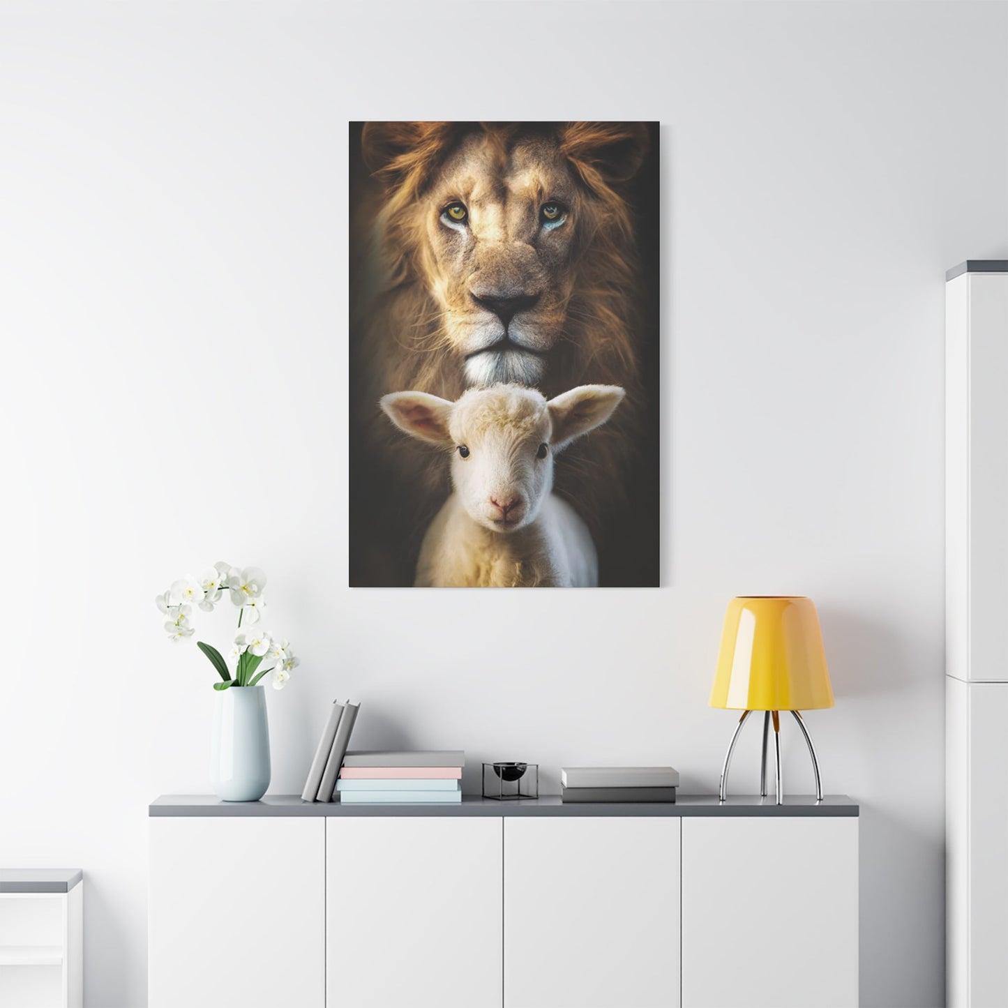 Lion and the Lamb - Wall Art Canvas - Canvas | Gospel Merch - 32″ x 48″ (Vertical) 1.25"