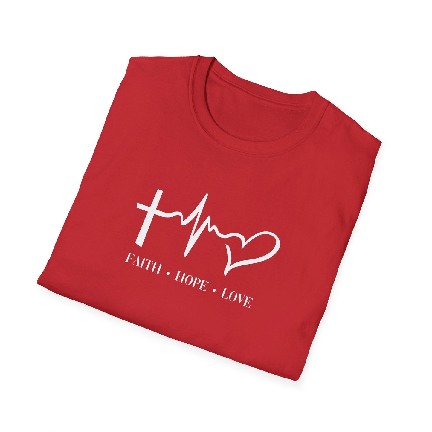 T-Shirt - Faith Hope Love - T-Shirt | Gospel Merch - XS Red