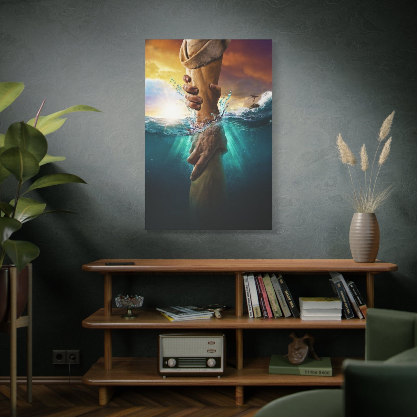 The Saving Hand - Wall Art Canvas - Canvas | Gospel Merch - 32″ x 48″ (Vertical) 1.25"