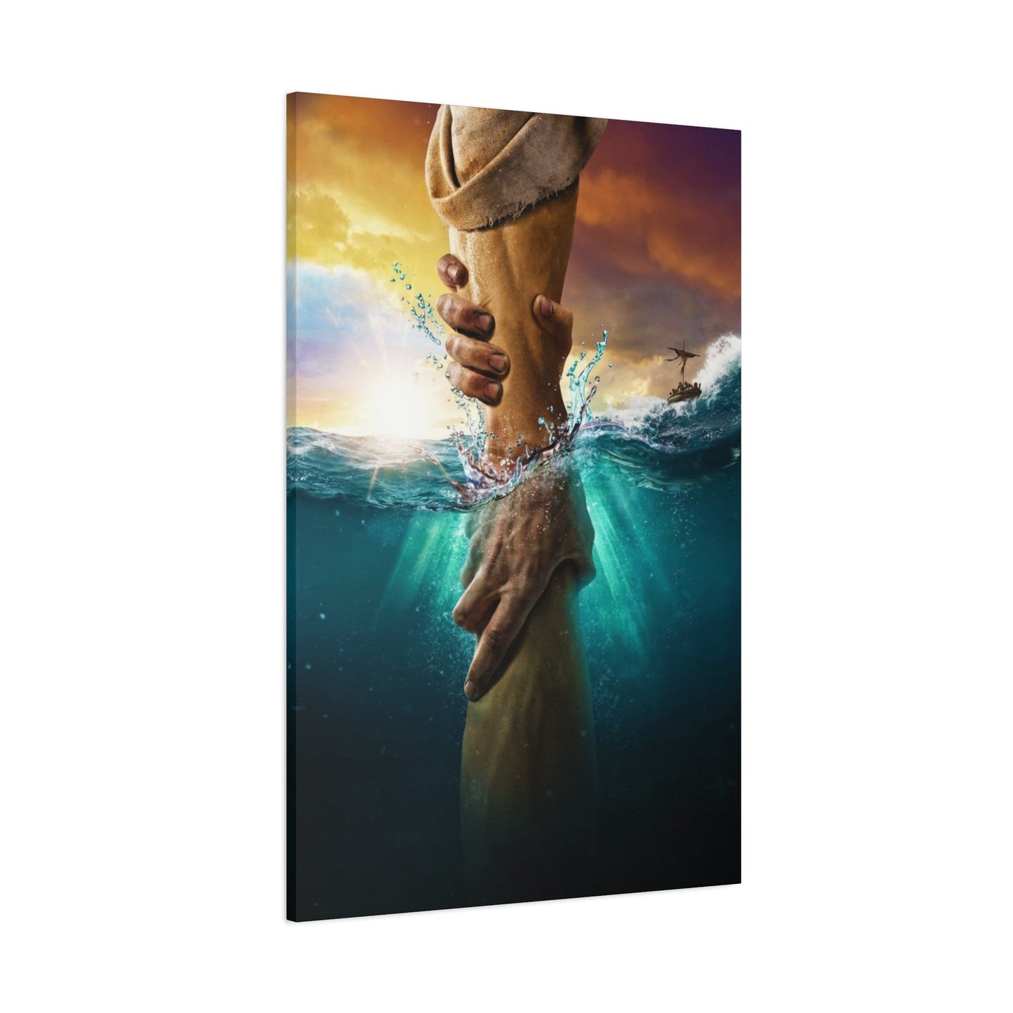 The Saving Hand - Wall Art Canvas - Canvas | Gospel Merch - 32″ x 48″ (Vertical) 1.25"