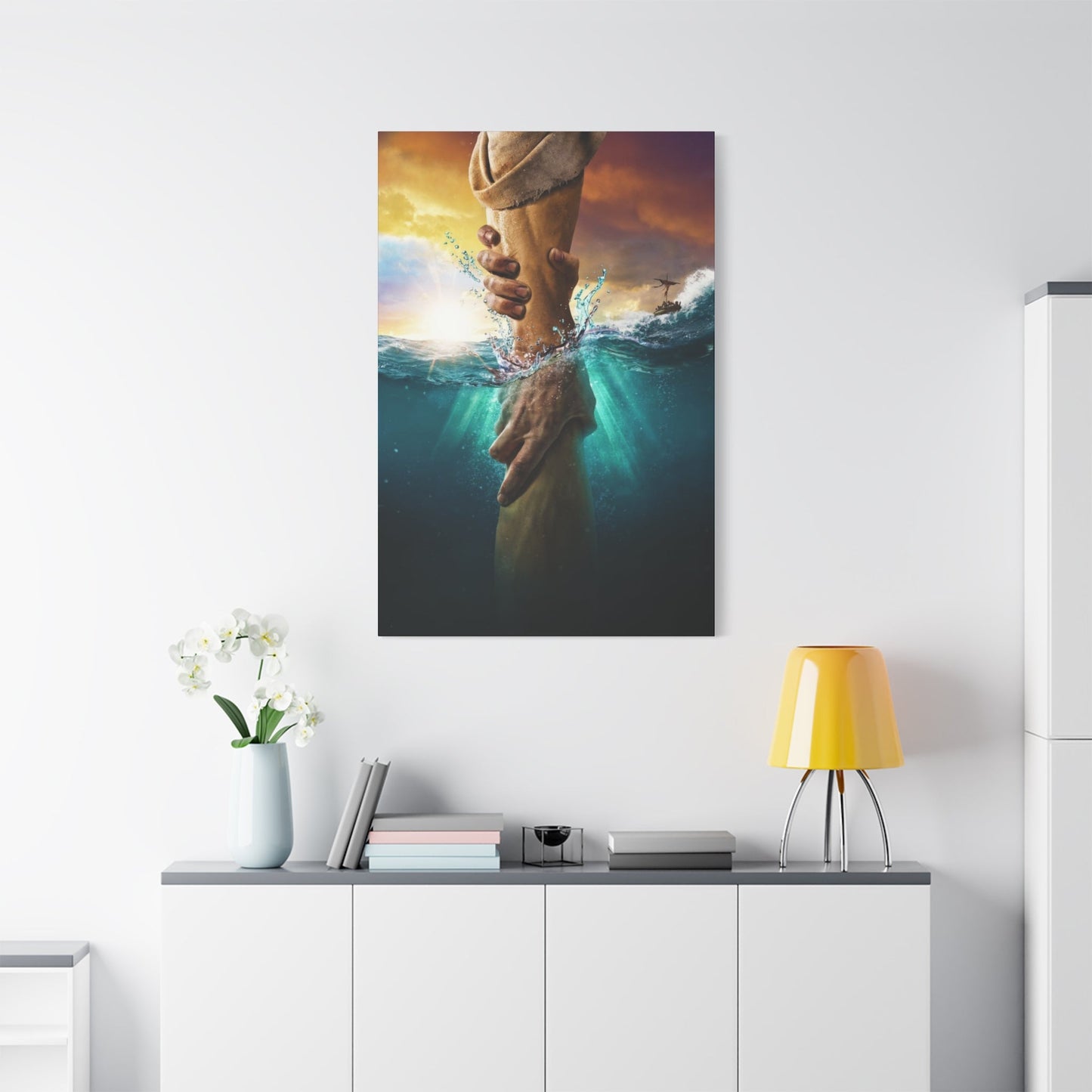 The Saving Hand - Wall Art Canvas - Canvas | Gospel Merch - 32″ x 48″ (Vertical) 1.25"