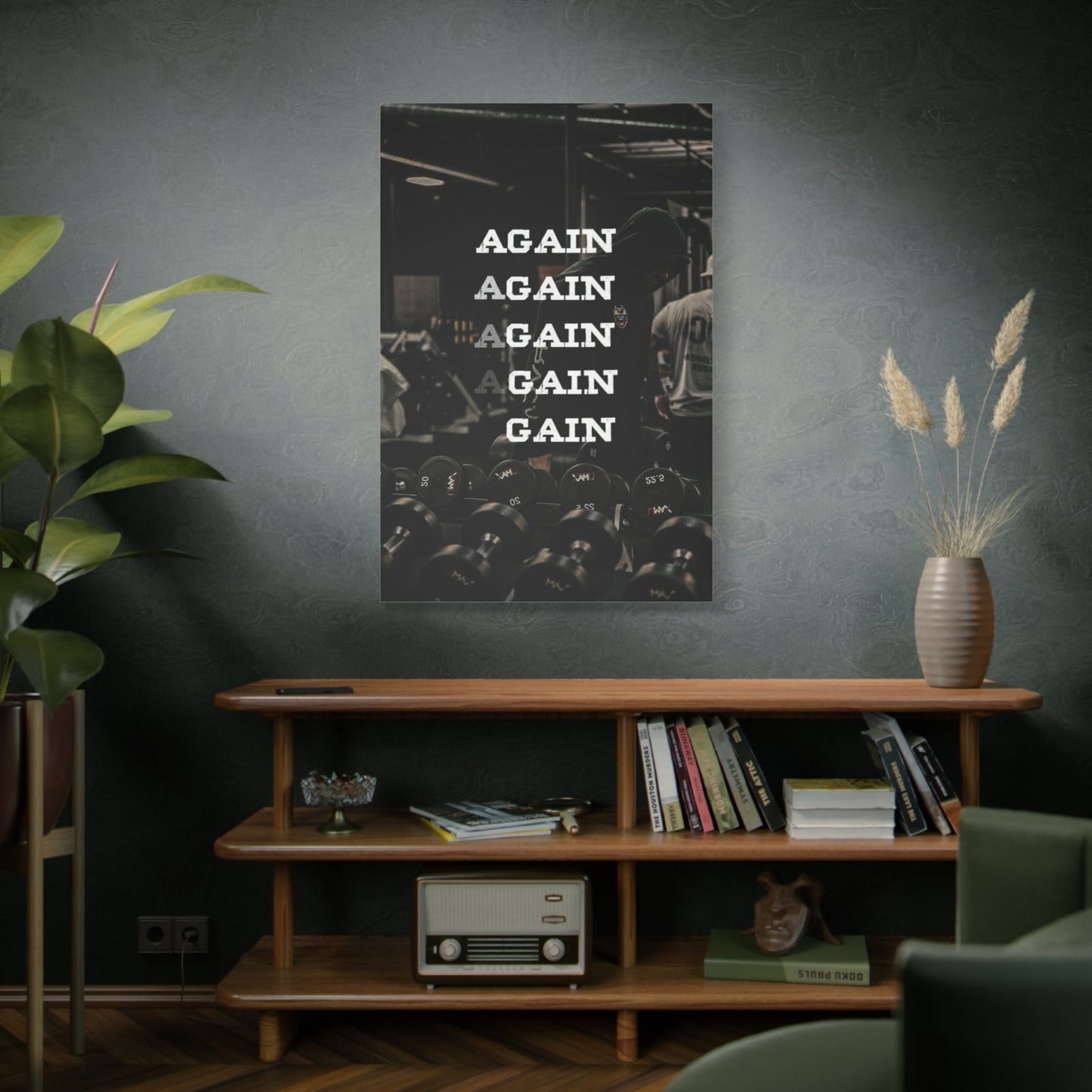 Again Gain - Gym Wall Art Canvas - Canvas | Gospel Merch - 32″ x 48″ (Vertical) 1.25"