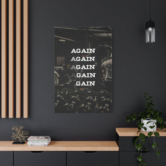 Again Gain - Gym Wall Art Canvas - Canvas | Gospel Merch - 32″ x 48″ (Vertical) 1.25"