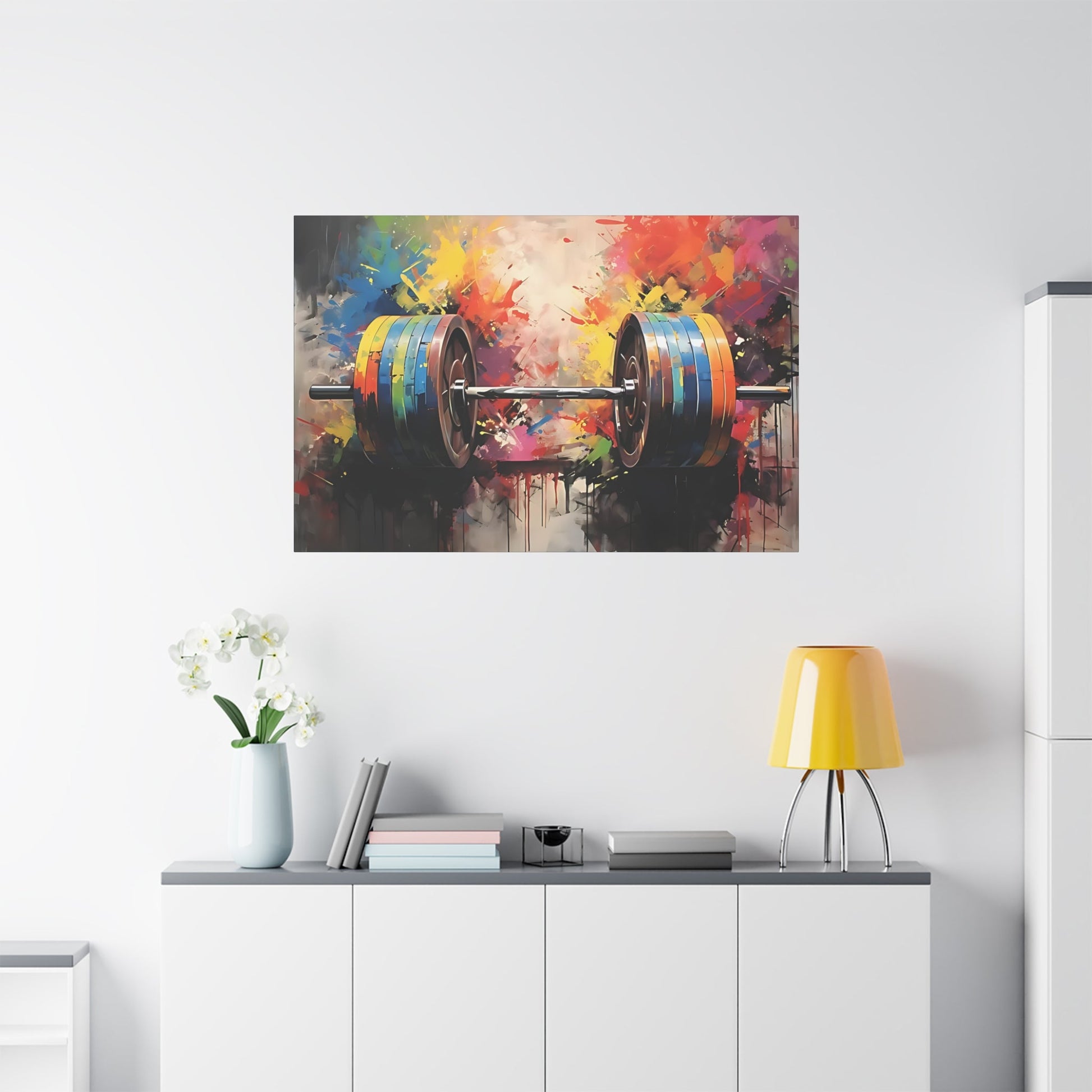 Barbell Painting Art - Gym Wall Art Canvas - Canvas | Gospel Merch - 48″ x 32″ (Horizontal) 1.25"
