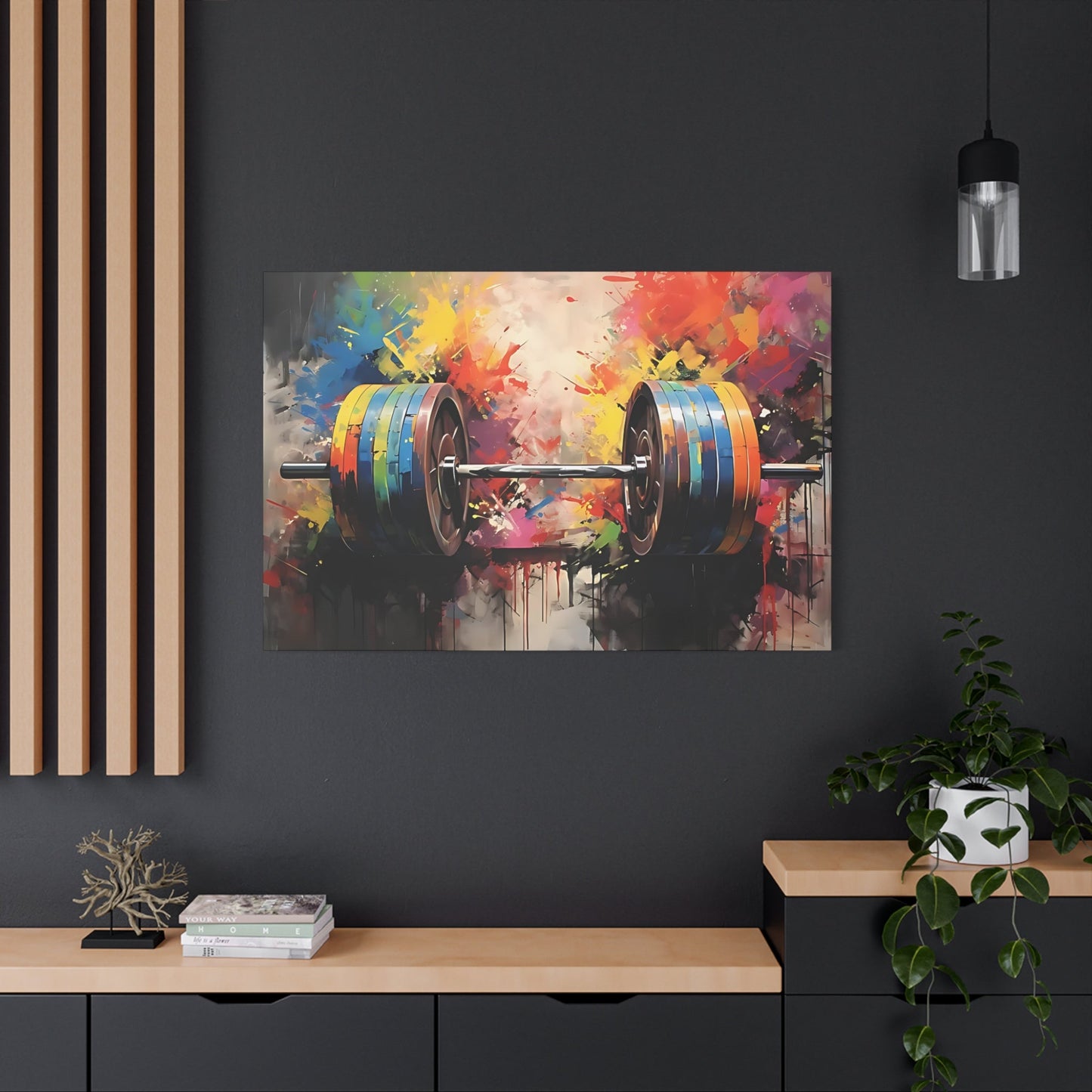 Barbell Painting Art - Gym Wall Art Canvas - Canvas | Gospel Merch - 48″ x 32″ (Horizontal) 1.25"