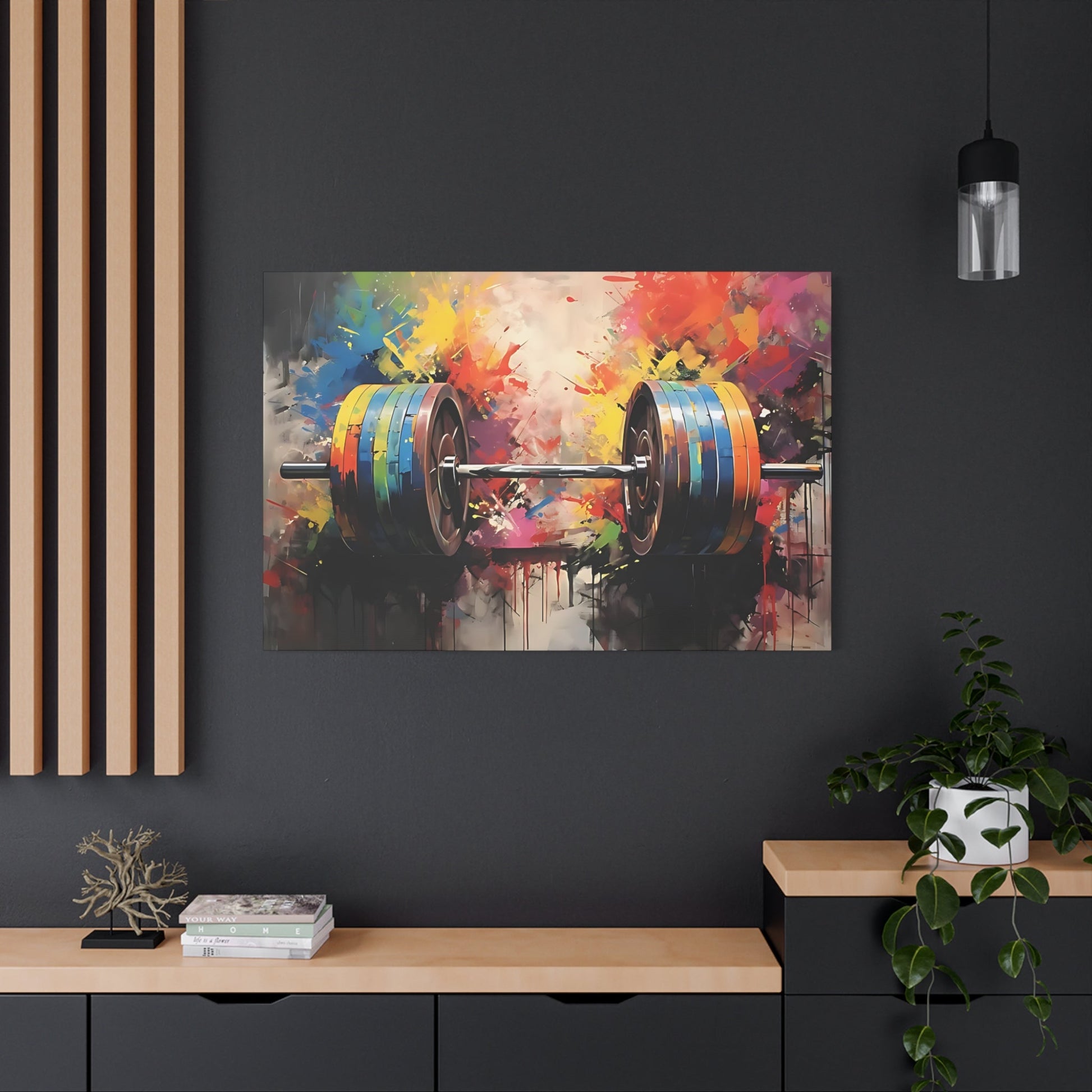 Barbell Painting Art - Gym Wall Art Canvas - Canvas | Gospel Merch - 48″ x 32″ (Horizontal) 1.25"
