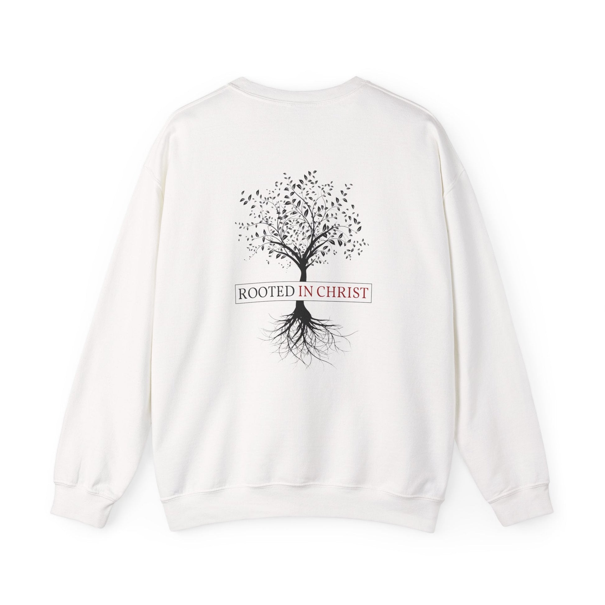 Crewneck - Rooted in Christ - Sweatshirt | Gospel Merch - Red S