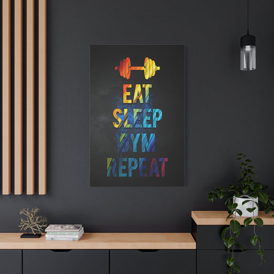 Eat Sleep Gym Repeat - Gym Wall Art Canvas - Canvas | Gospel Merch - 32″ x 48″ (Vertical) 1.25"