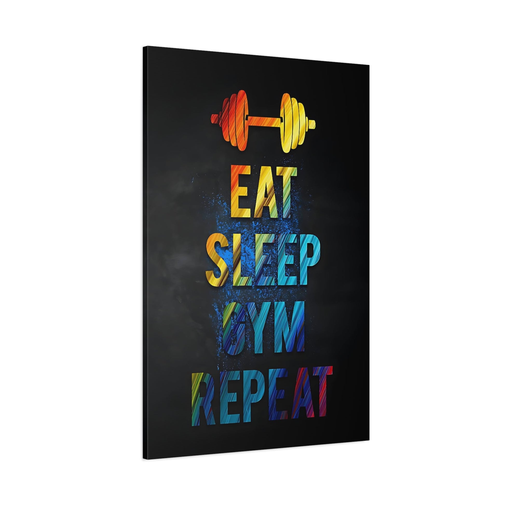 Eat Sleep Gym Repeat - Gym Wall Art Canvas - Canvas | Gospel Merch - 32″ x 48″ (Vertical) 1.25"