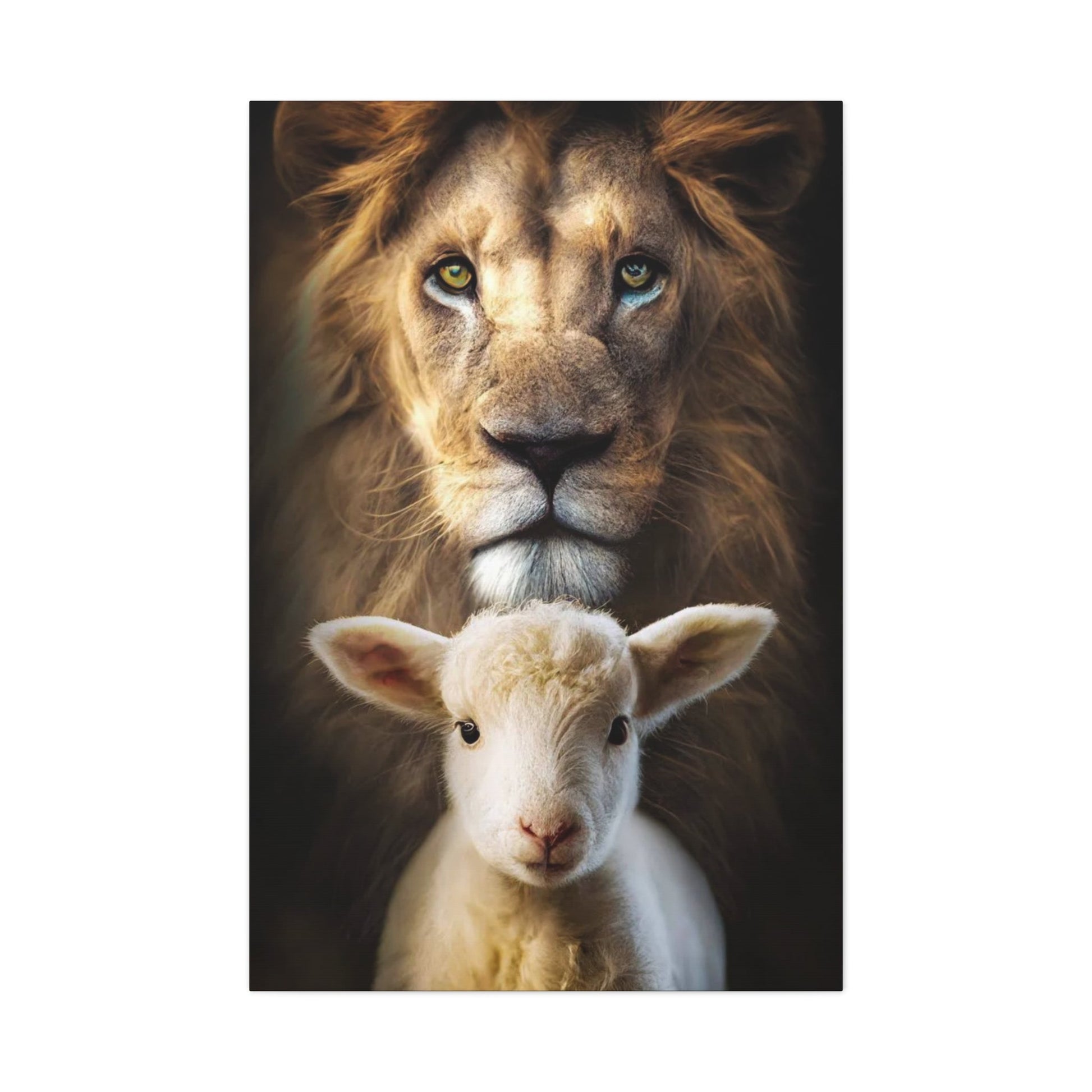 Lion and the Lamb - Wall Art Canvas - Canvas | Gospel Merch - 32″ x 48″ (Vertical) 1.25"