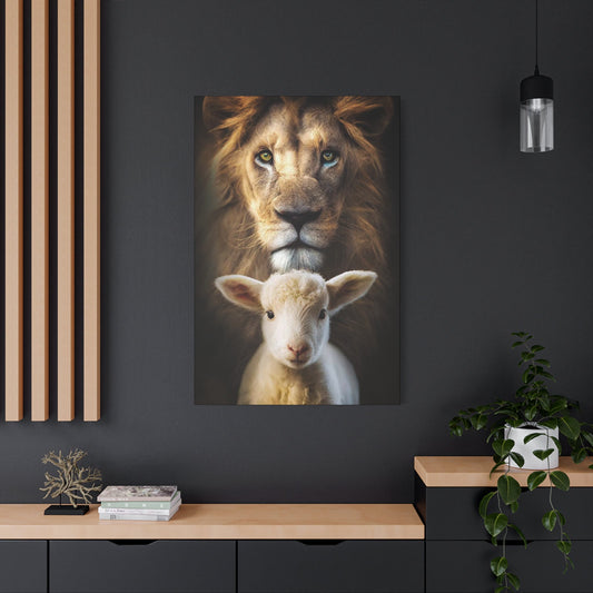 Lion and the Lamb - Wall Art Canvas - Canvas | Gospel Merch - 32″ x 48″ (Vertical) 1.25"