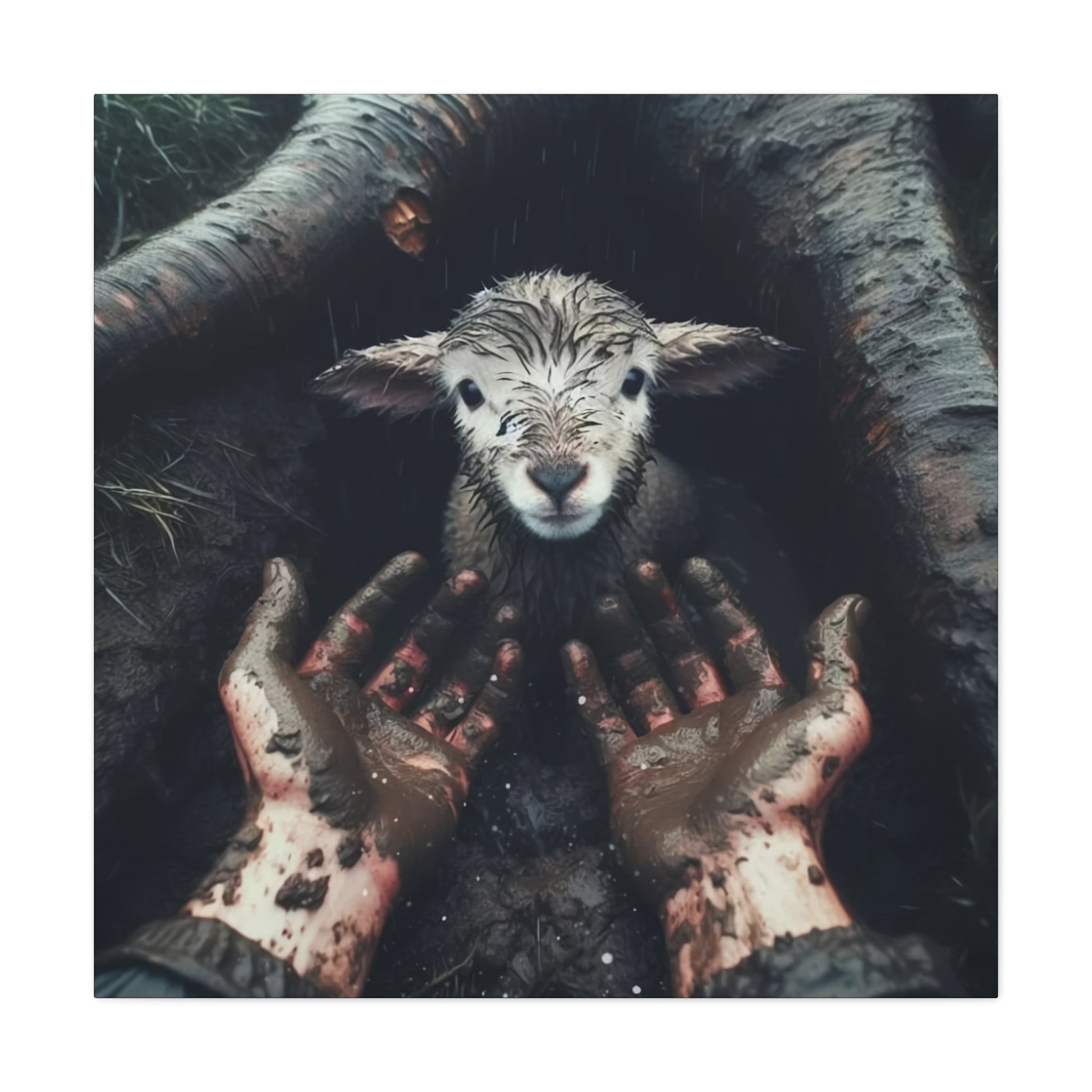Rescued by Grace - Wall Art Canvas - Canvas | Gospel Merch - 36" x 36" 1.25"