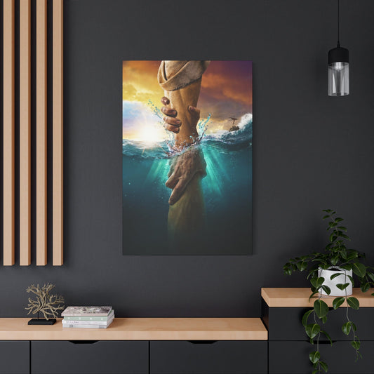 The Saving Hand - Wall Art Canvas - Canvas | Gospel Merch - 32″ x 48″ (Vertical) 1.25"